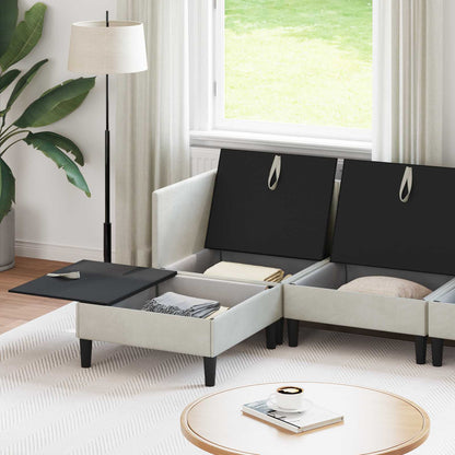 Woonkamer Meubelset met kussen 5 pcs Crèmekleurig Fluweel