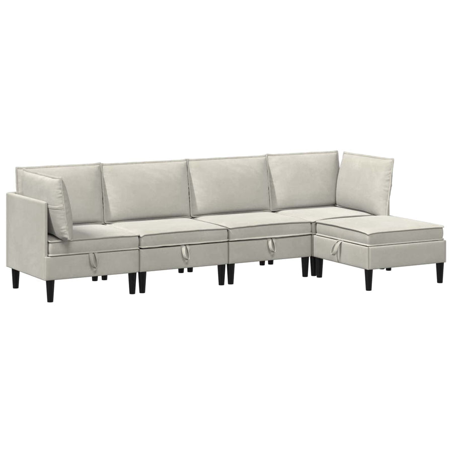 Woonkamer Meubelset met kussen 5 pcs Crèmekleurig Fluweel