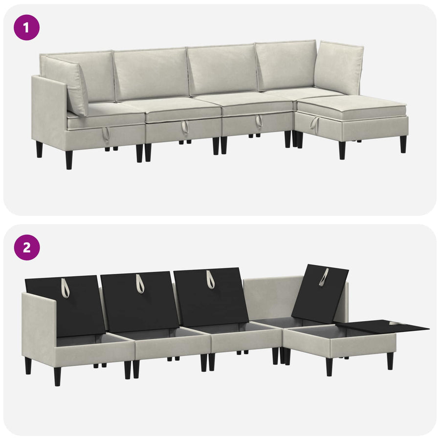 Woonkamer Meubelset met kussen 5 pcs Crèmekleurig Fluweel