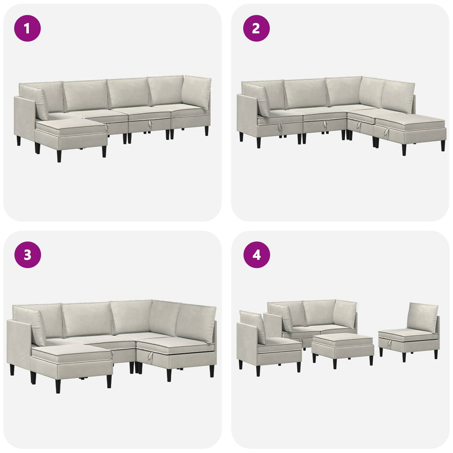Woonkamer Meubelset met kussen 5 pcs Crèmekleurig Fluweel