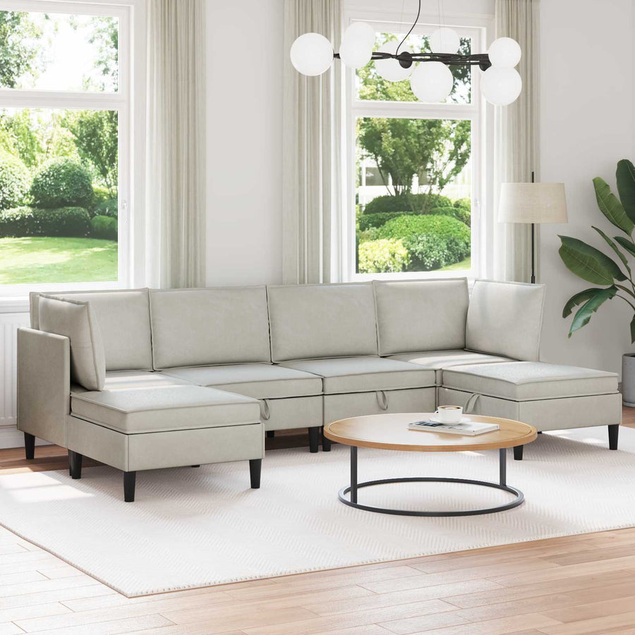 Woonkamer Meubelset met kussen 6 pcs Crèmekleurig Fluweel