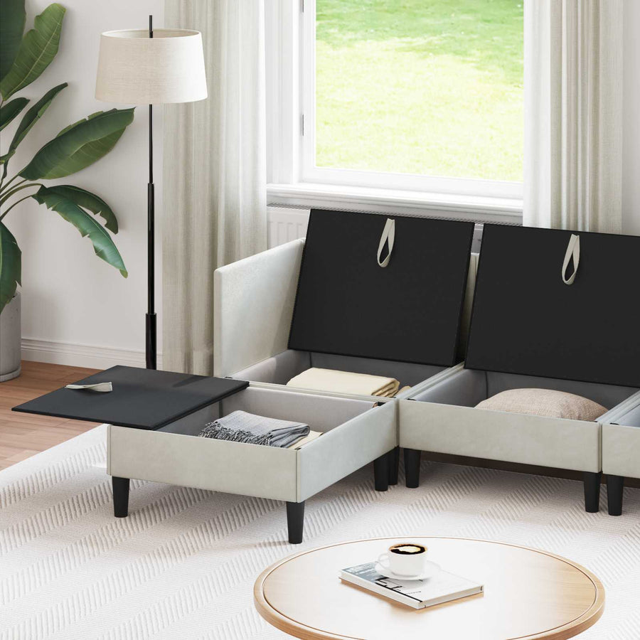 Woonkamer Meubelset met kussen 6 pcs Crèmekleurig Fluweel