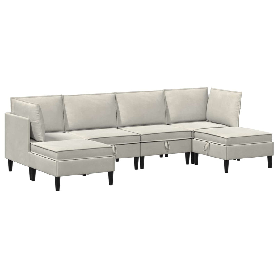 Woonkamer Meubelset met kussen 6 pcs Crèmekleurig Fluweel