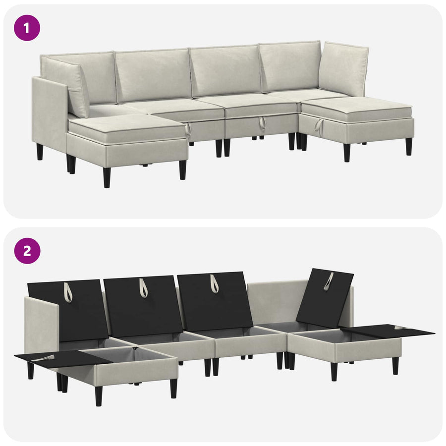 Woonkamer Meubelset met kussen 6 pcs Crèmekleurig Fluweel