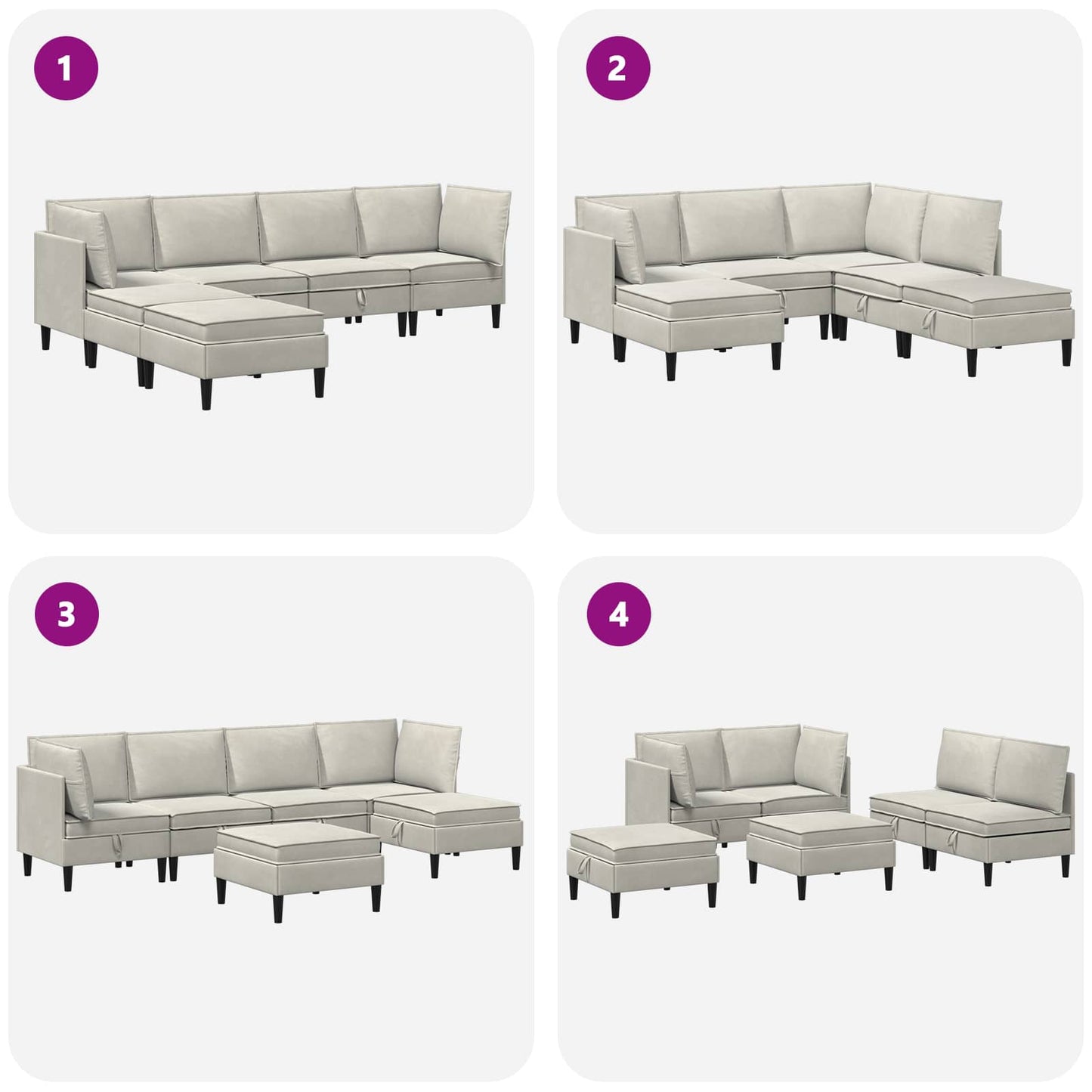 Woonkamer Meubelset met kussen 6 pcs Crèmekleurig Fluweel