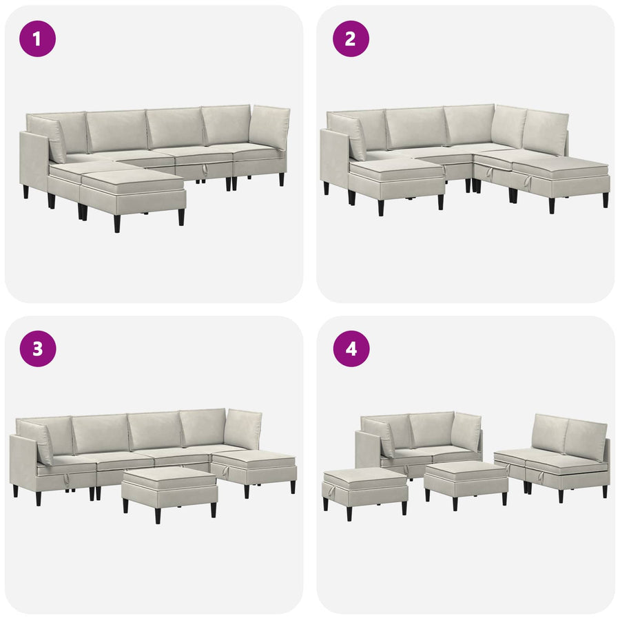 Woonkamer Meubelset met kussen 6 pcs Crèmekleurig Fluweel