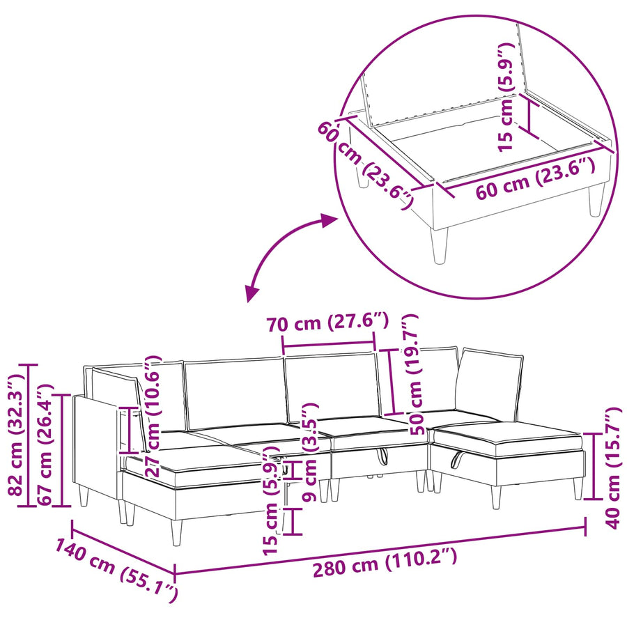 Woonkamer Meubelset met kussen 6 pcs Crèmekleurig Fluweel