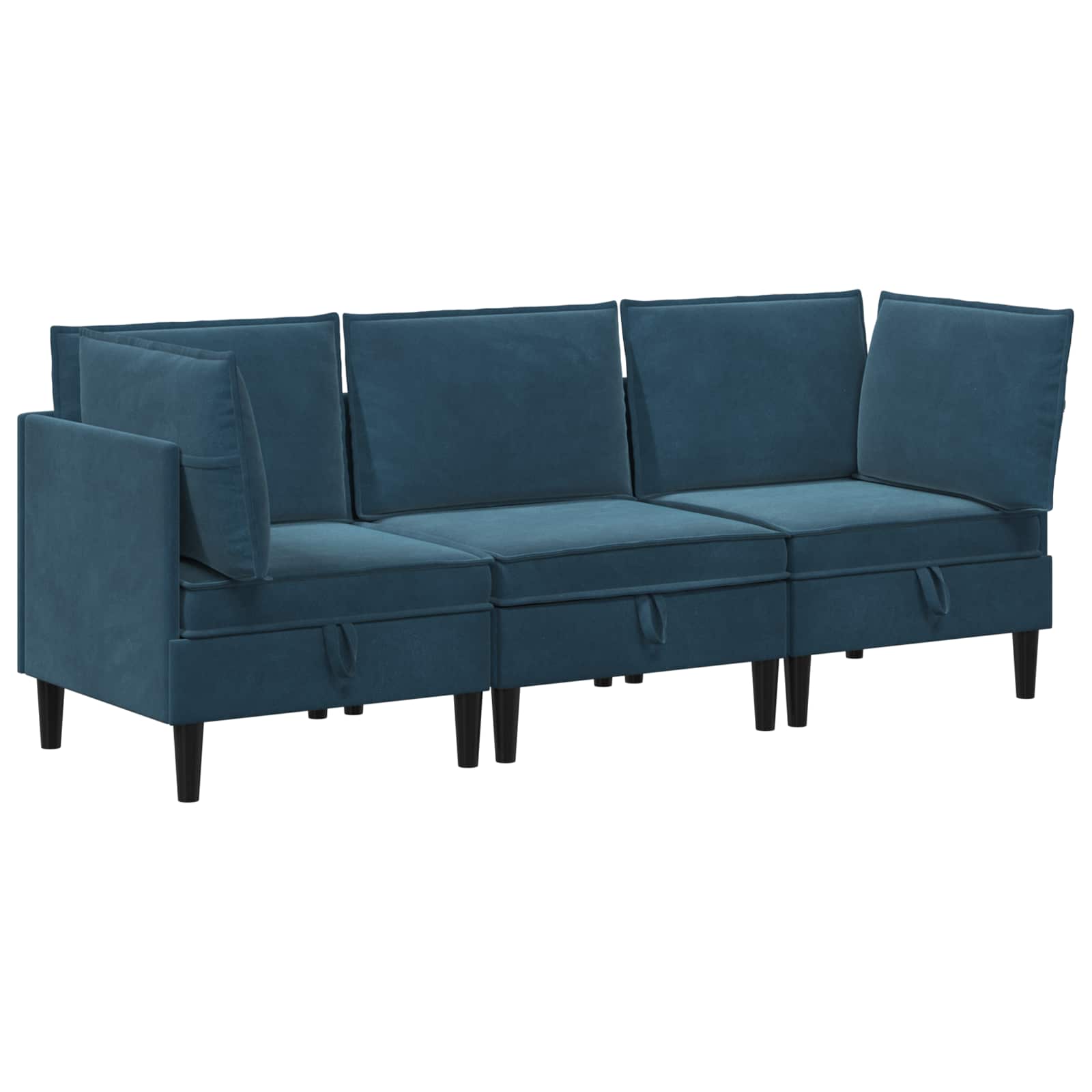 Woonkamer Meubelset met kussen met opslag 3 pcs Blauw Fluweel
