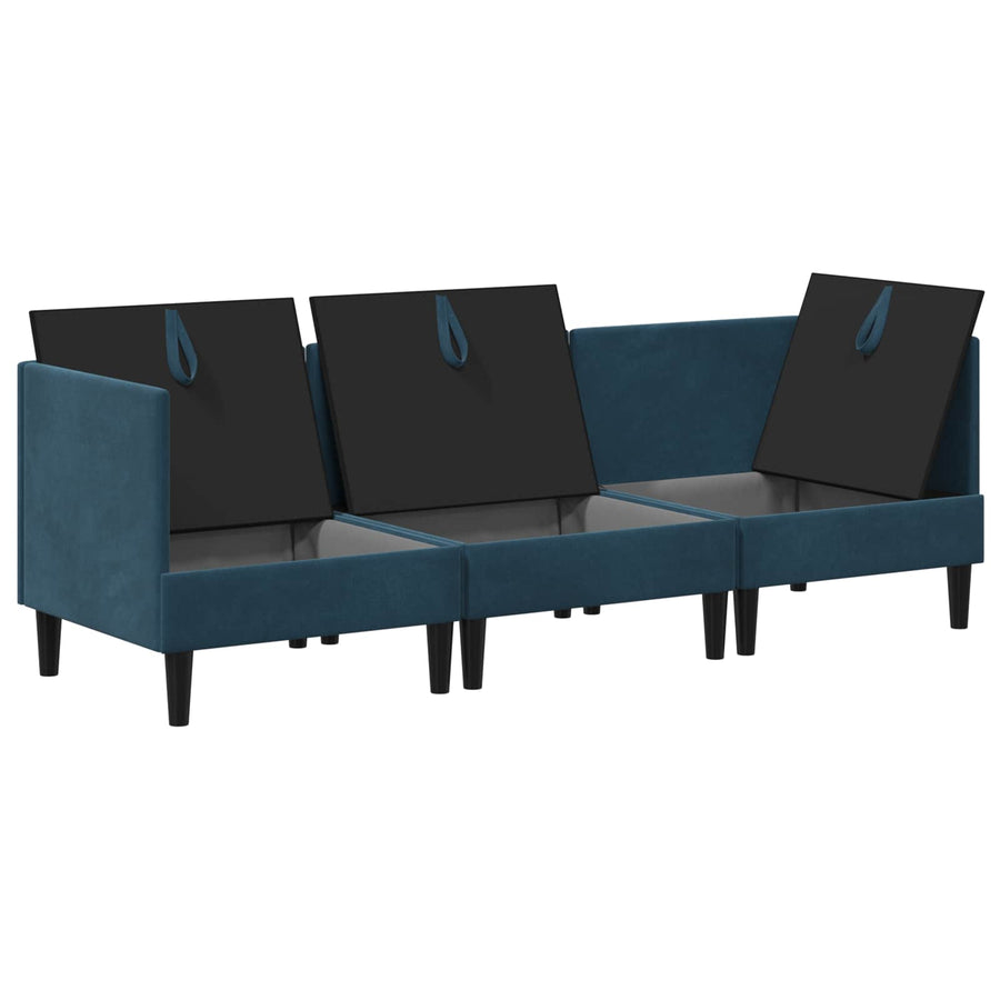 Woonkamer Meubelset met kussen met opslag 3 pcs Blauw Fluweel
