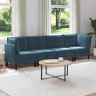 Living Room Furniture Set with Cushion and Storage 4 pcs Blue Velvet