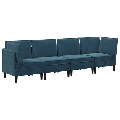 Woonkamer Meubelset met kussen met opslag 4 pcs Blauw Fluweel