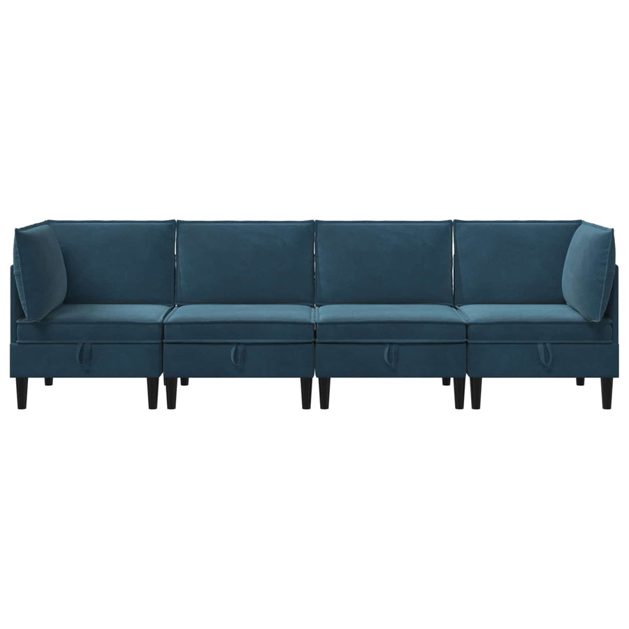 Woonkamer Meubelset met kussen met opslag 4 pcs Blauw Fluweel
