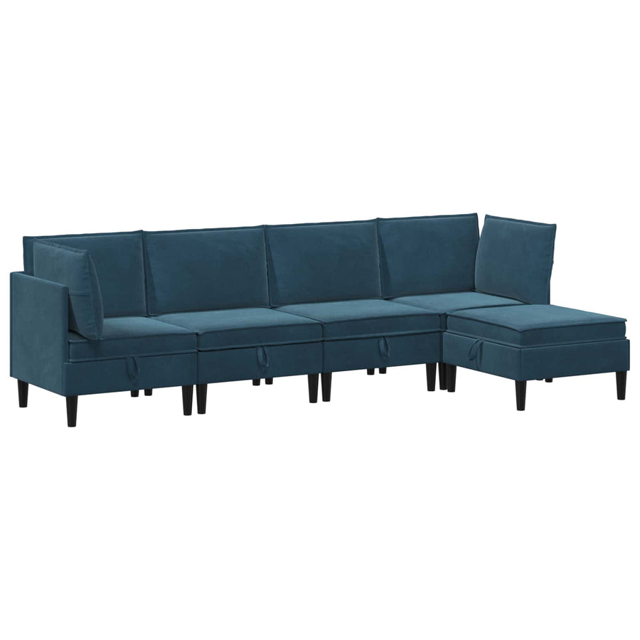 Woonkamer Meubelset met kussen met opslag 5 pcs Blauw Fluweel