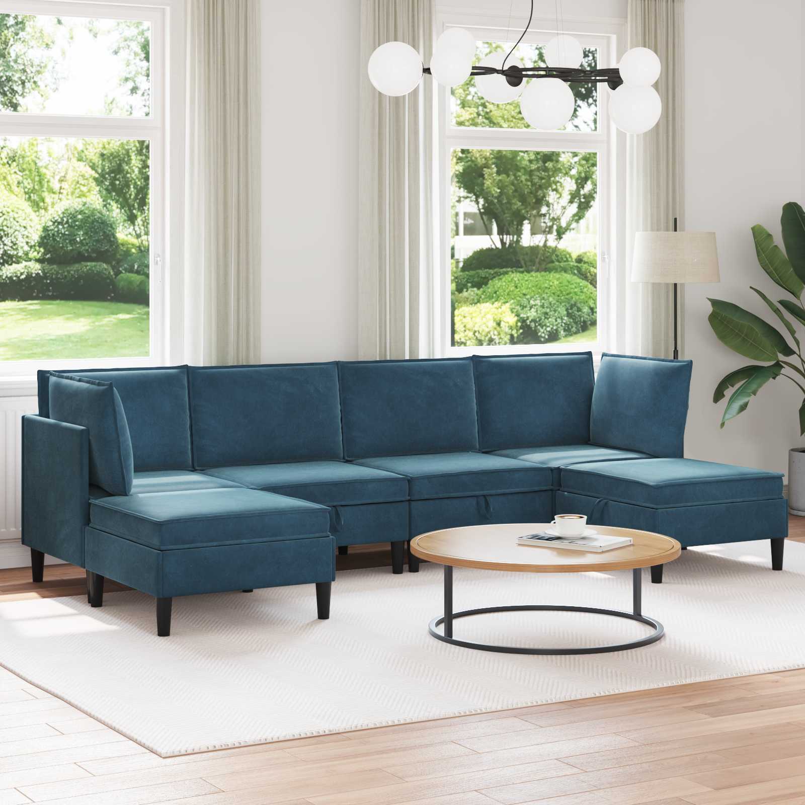 Woonkamer Meubelset met kussen met opslag 6 pcs Blauw Fluweel