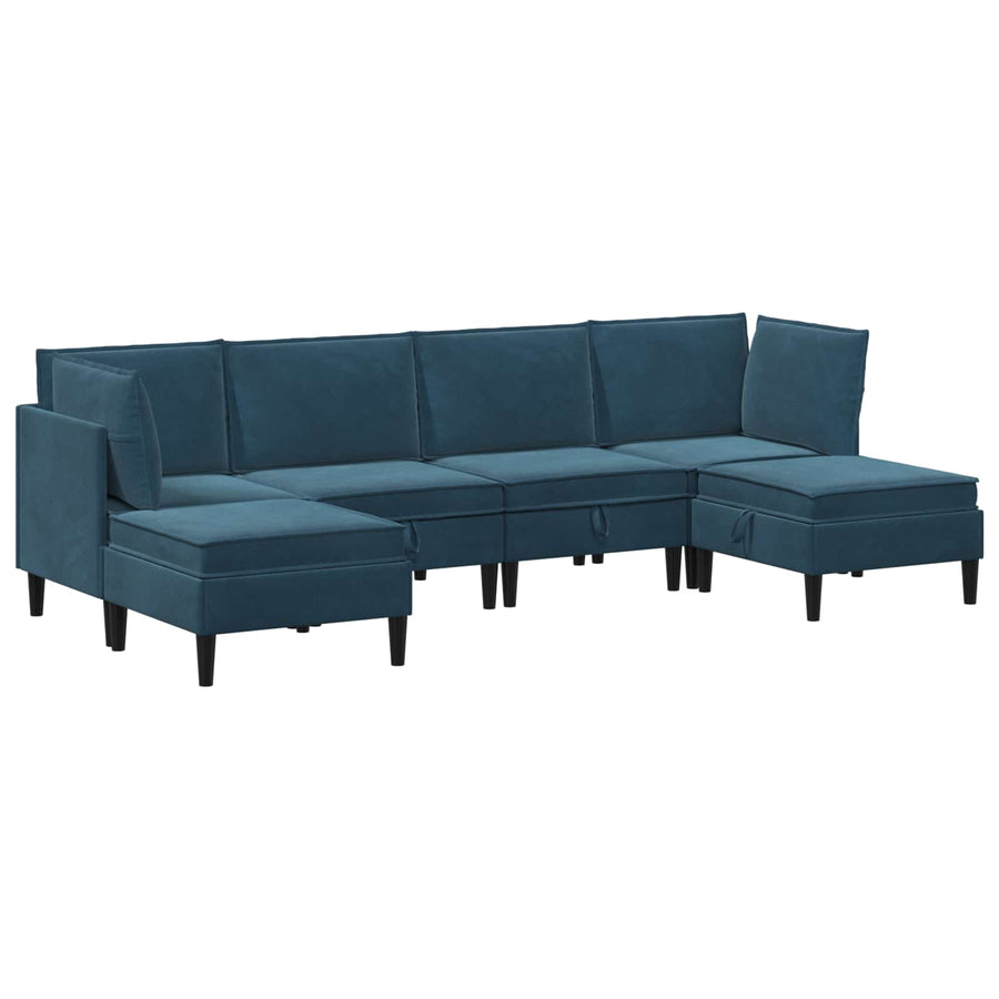 Woonkamer Meubelset met kussen met opslag 6 pcs Blauw Fluweel