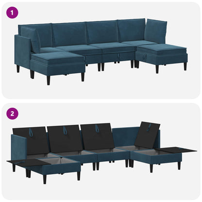 Woonkamer Meubelset met kussen met opslag 6 pcs Blauw Fluweel