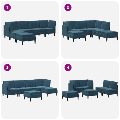 Woonkamer Meubelset met kussen met opslag 6 pcs Blauw Fluweel
