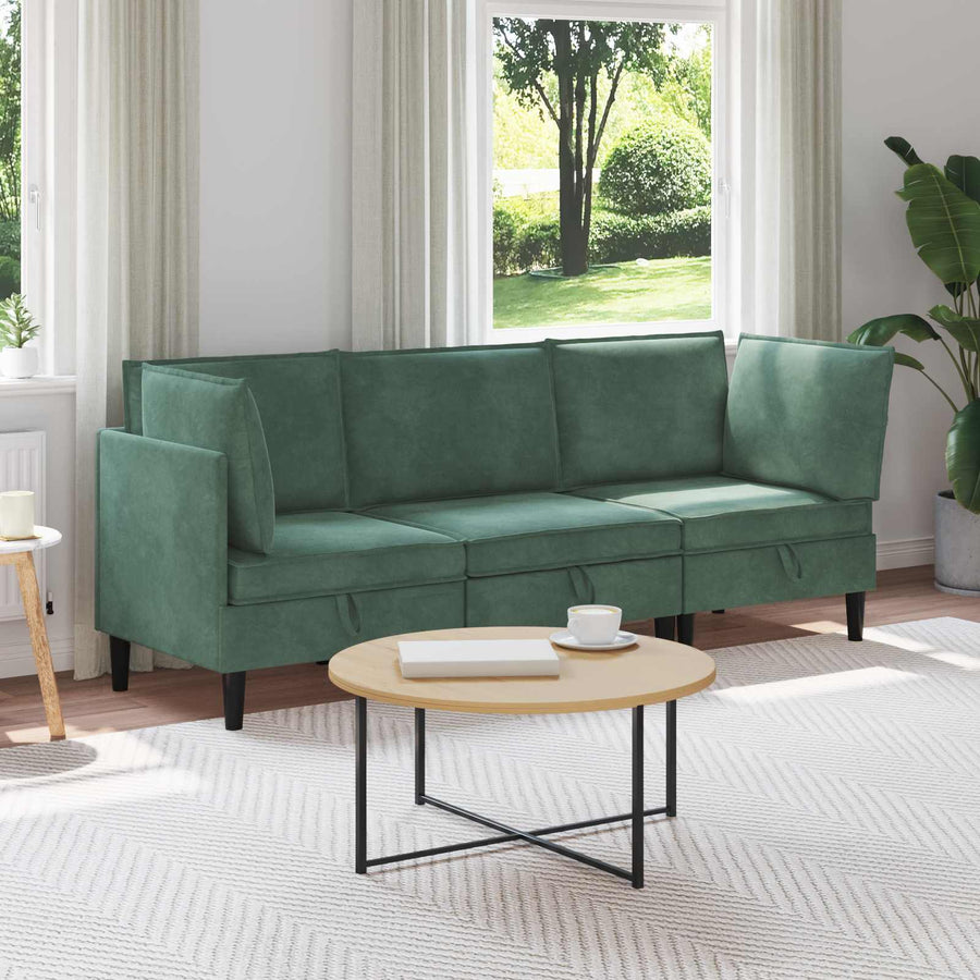 Woonkamer Meubelset met kussen 3 pcs Zeegroen Fluweel