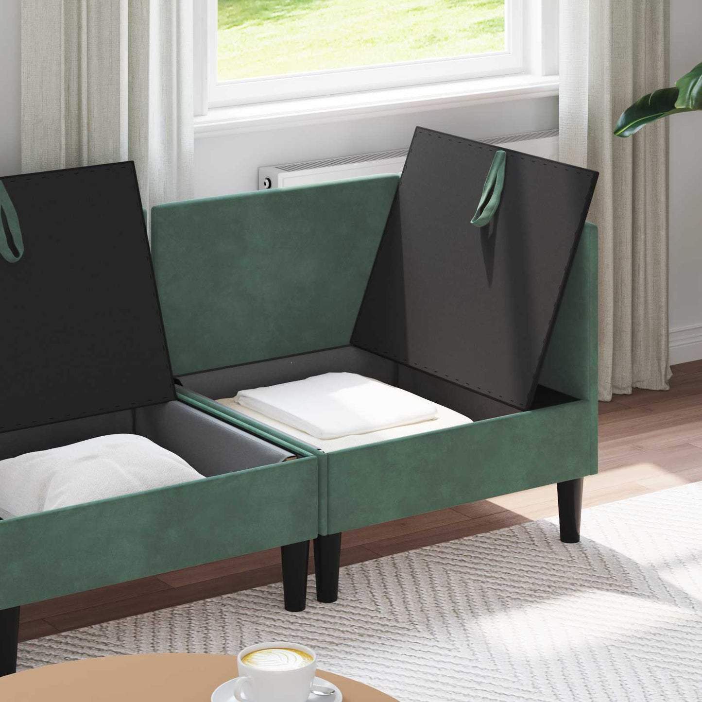 Woonkamer Meubelset met kussen 3 pcs Zeegroen Fluweel