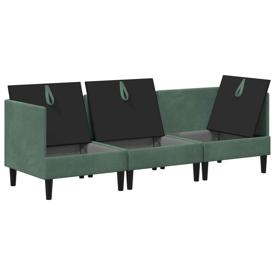 Woonkamer Meubelset met kussen 3 pcs Zeegroen Fluweel