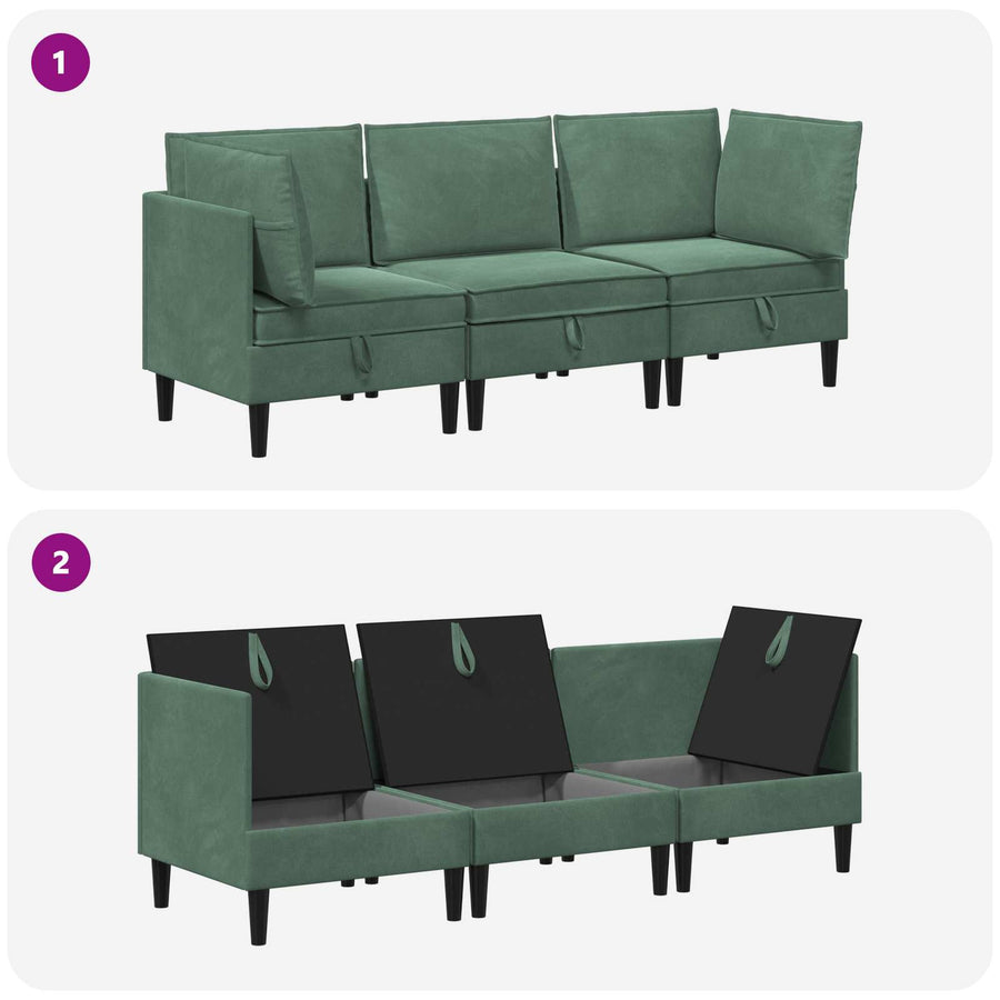 Woonkamer Meubelset met kussen 3 pcs Zeegroen Fluweel