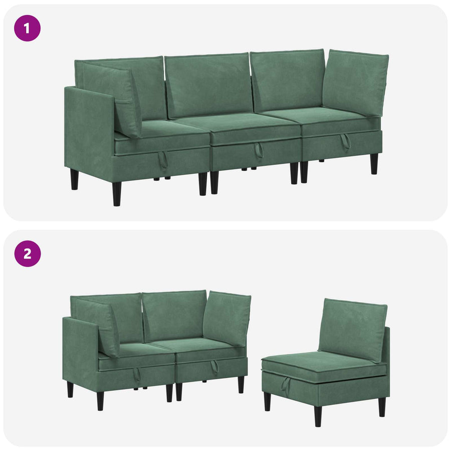 Woonkamer Meubelset met kussen 3 pcs Zeegroen Fluweel
