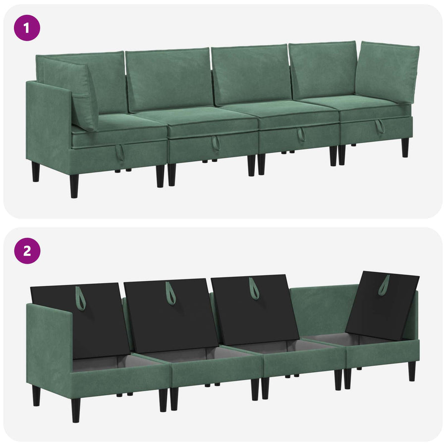 Woonkamer Meubelset met kussen 4 pcs Zeegroen Fluweel