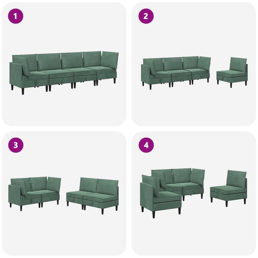 Woonkamer Meubelset met kussen 4 pcs Zeegroen Fluweel