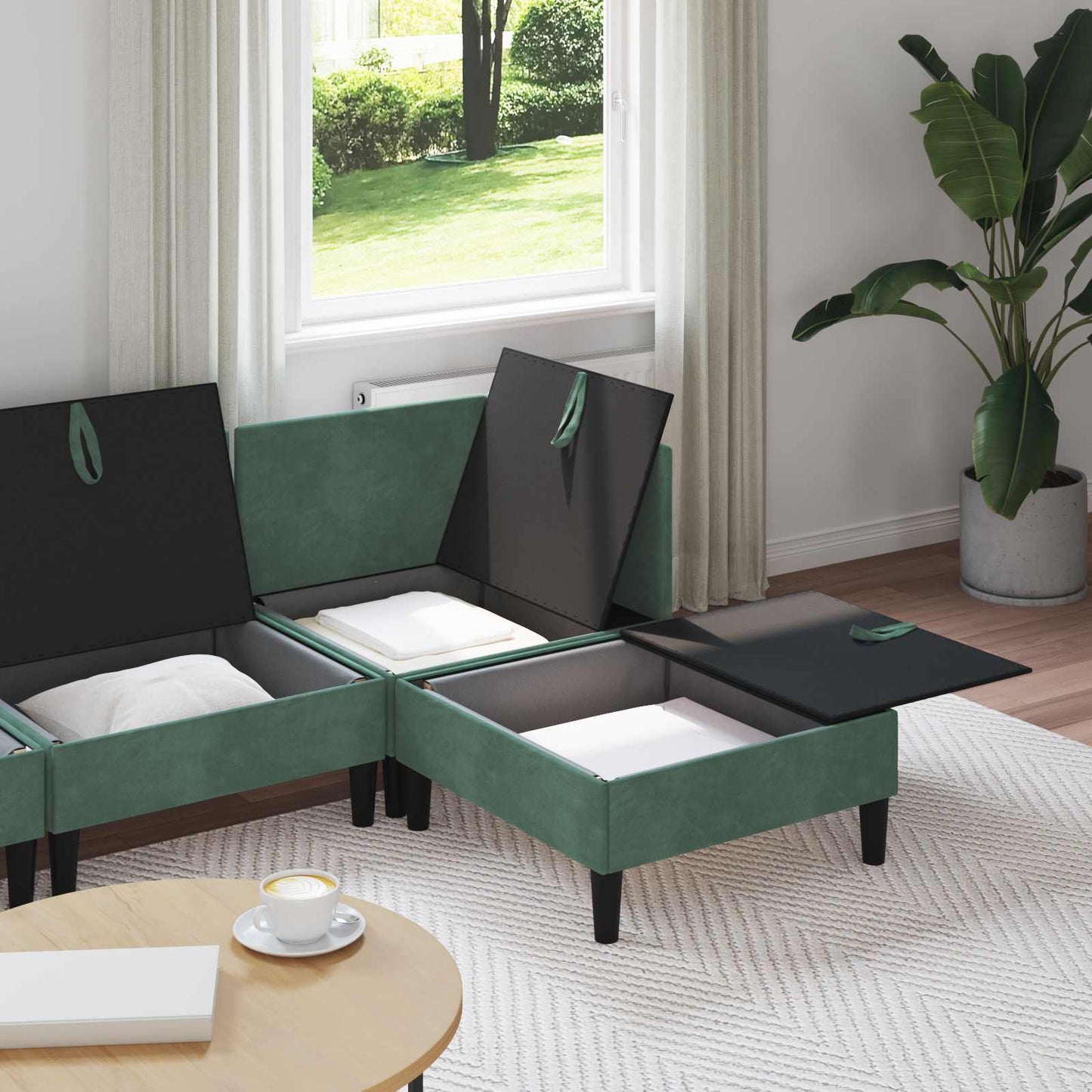 Woonkamer Meubelset met kussen 4 pcs Zeegroen Fluweel