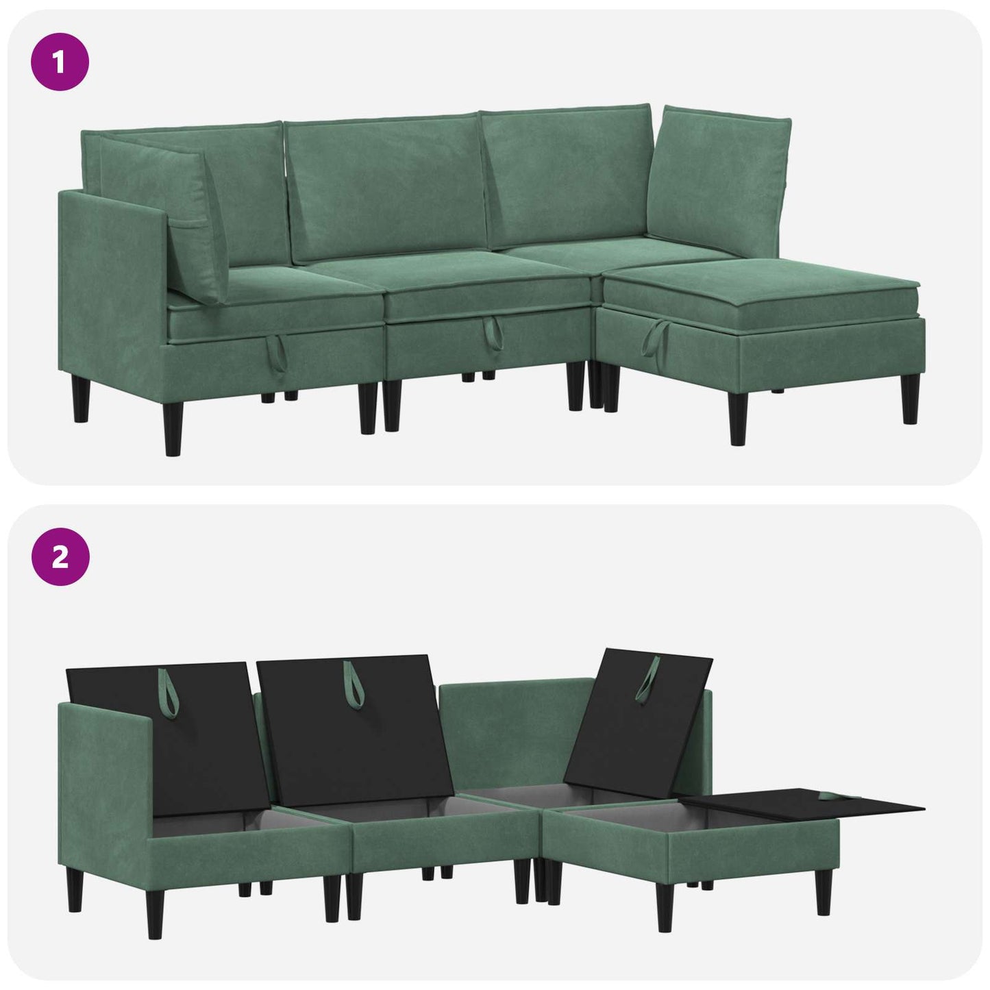 Woonkamer Meubelset met kussen 4 pcs Zeegroen Fluweel