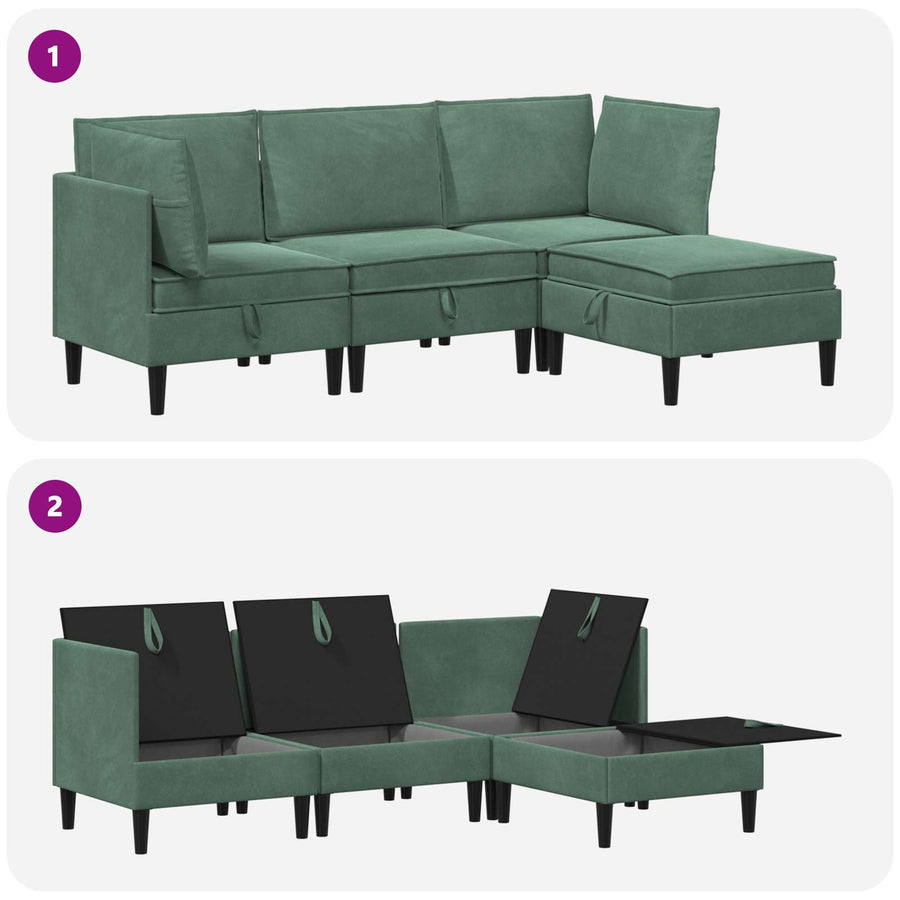 Woonkamer Meubelset met kussen 4 pcs Zeegroen Fluweel