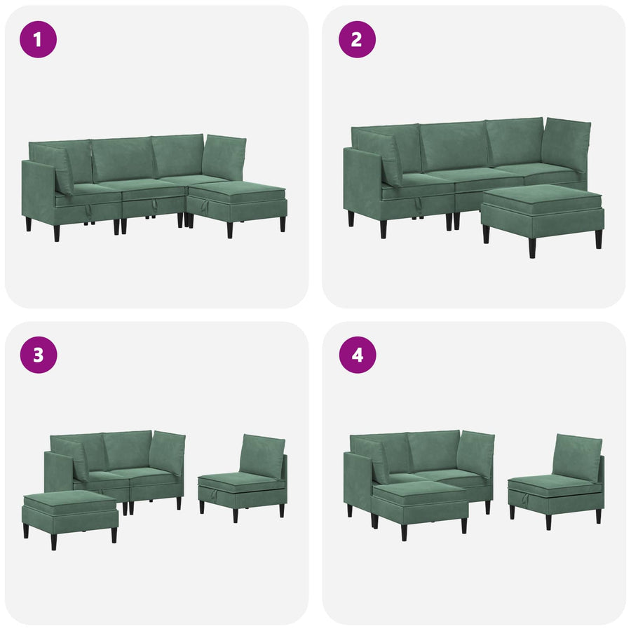 Woonkamer Meubelset met kussen 4 pcs Zeegroen Fluweel