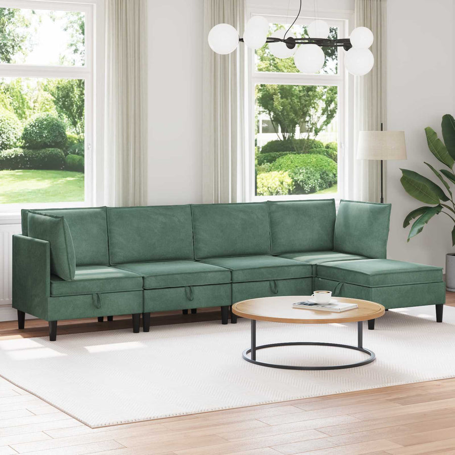 Woonkamer Meubelset met kussen 5 pcs Zeegroen Fluweel