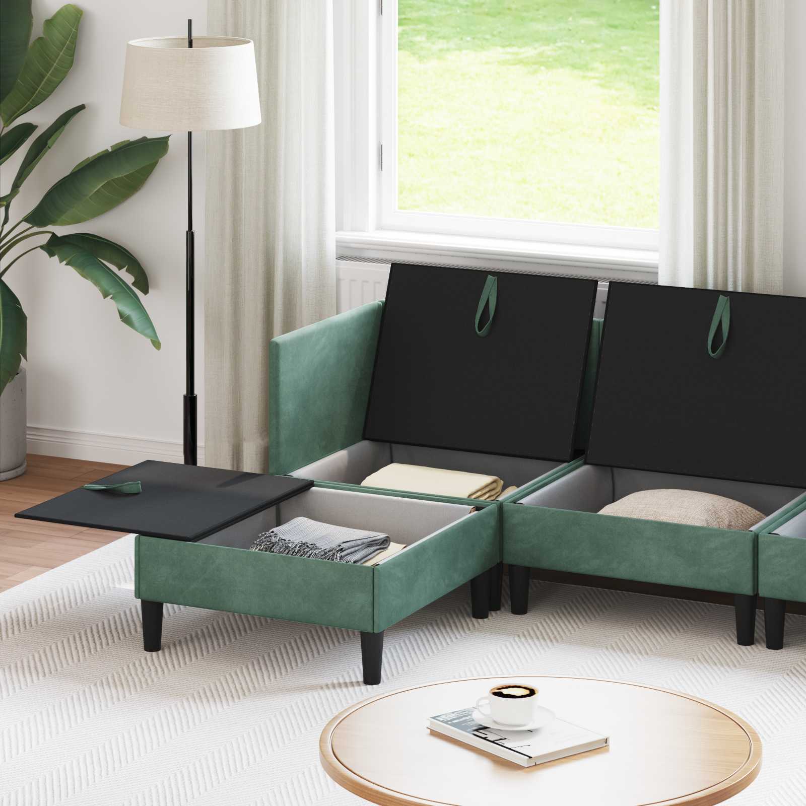 Woonkamer Meubelset met kussen 5 pcs Zeegroen Fluweel