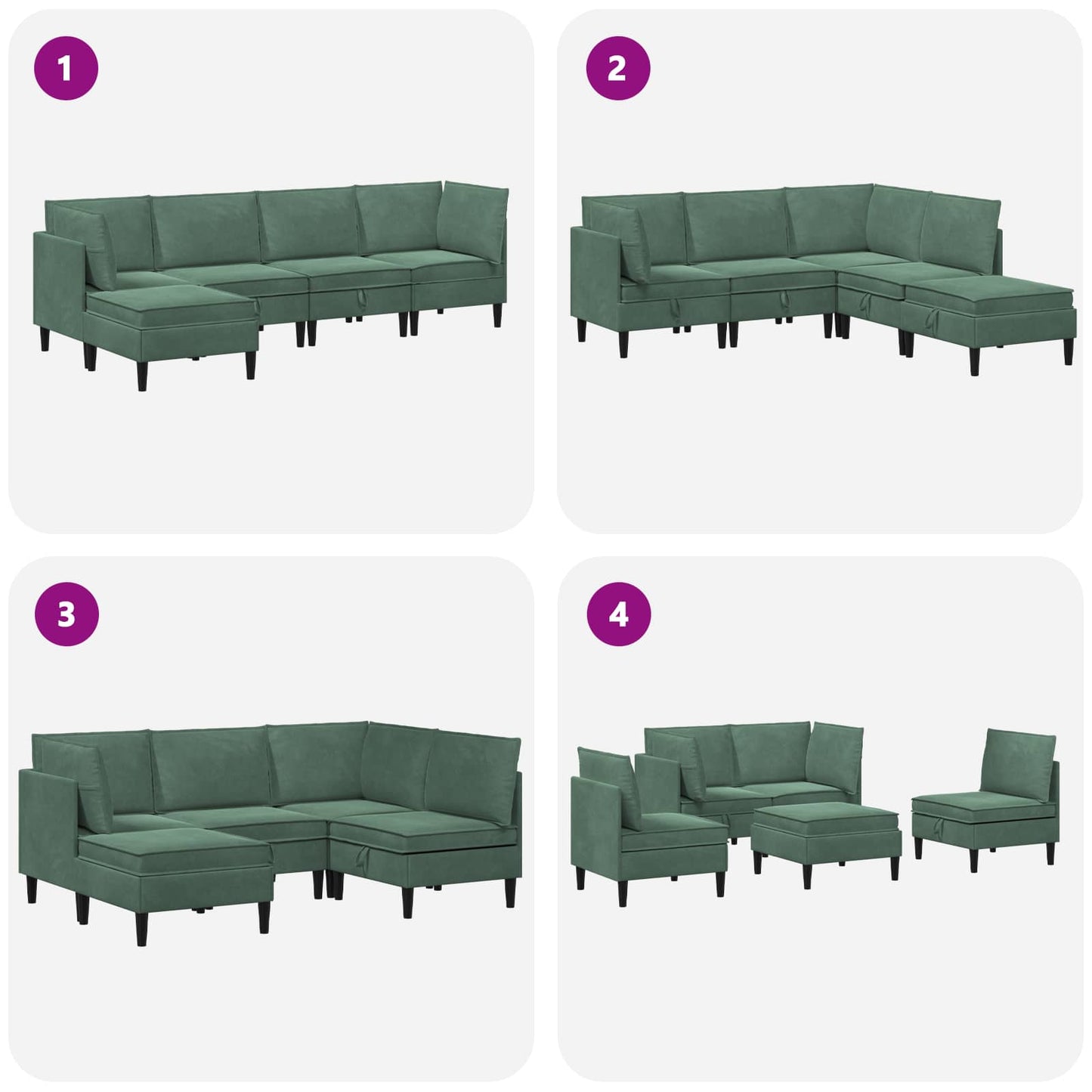 Woonkamer Meubelset met kussen 5 pcs Zeegroen Fluweel