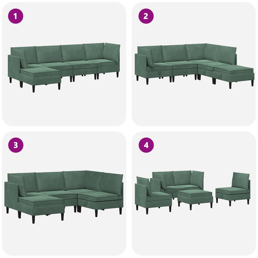 Woonkamer Meubelset met kussen 5 pcs Zeegroen Fluweel