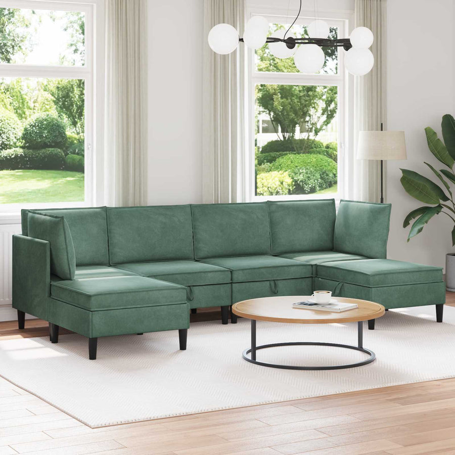 Woonkamer Meubelset met kussen 6 pcs Zeegroen Fluweel