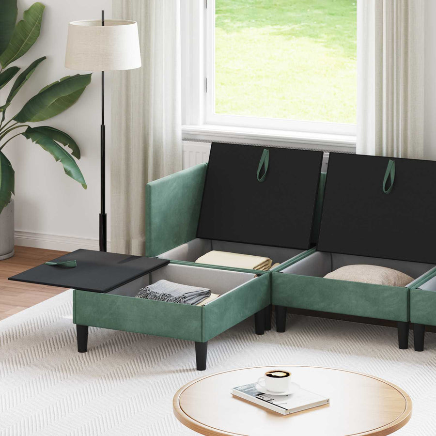 Woonkamer Meubelset met kussen 6 pcs Zeegroen Fluweel