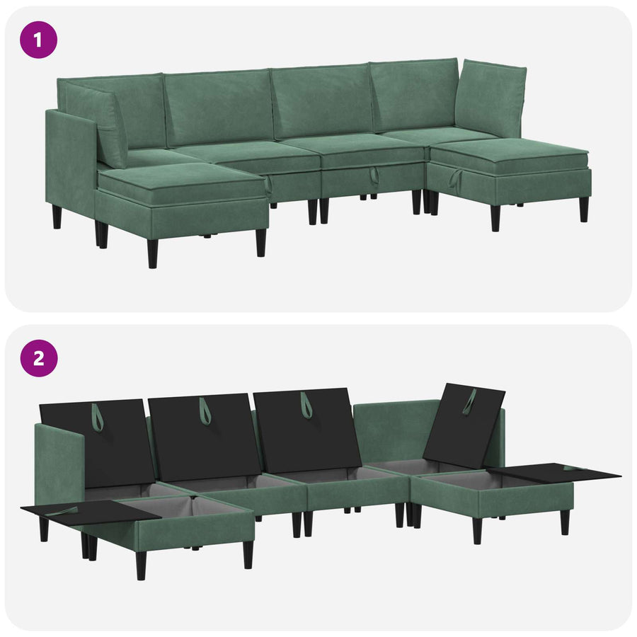 Woonkamer Meubelset met kussen 6 pcs Zeegroen Fluweel