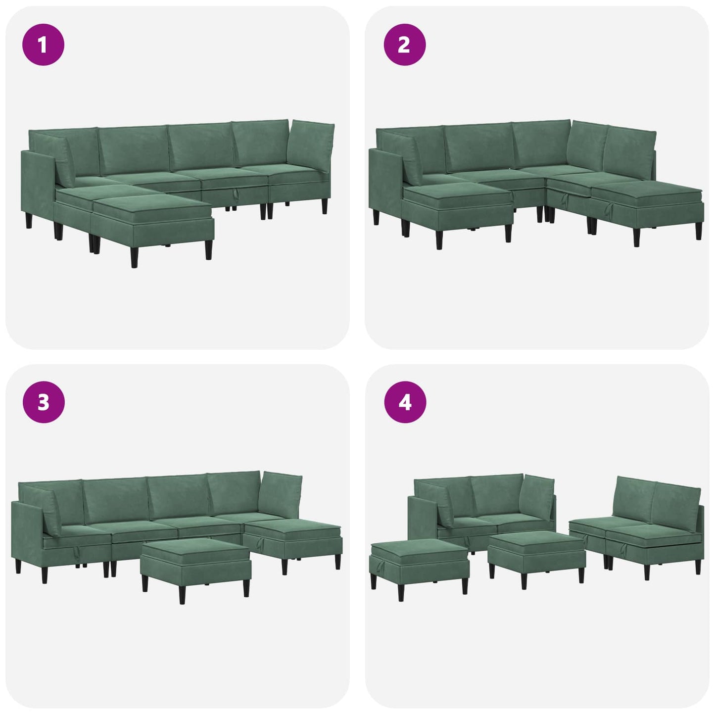 Woonkamer Meubelset met kussen 6 pcs Zeegroen Fluweel