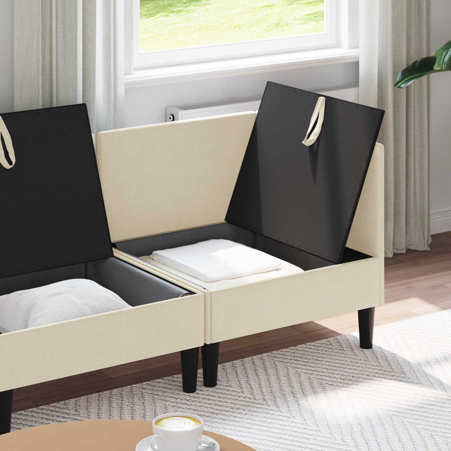 Woonkamer Meubelset 3 pcs Crèmekleurig Stof