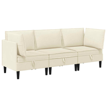 Woonkamer Meubelset 3 pcs Crèmekleurig Stof
