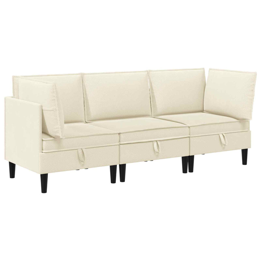 Woonkamer Meubelset 3 pcs Crèmekleurig Stof