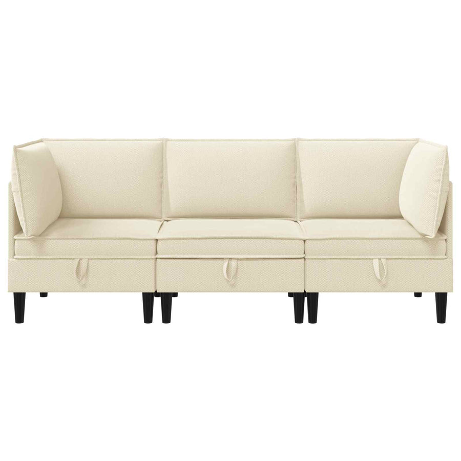 Woonkamer Meubelset 3 pcs Crèmekleurig Stof