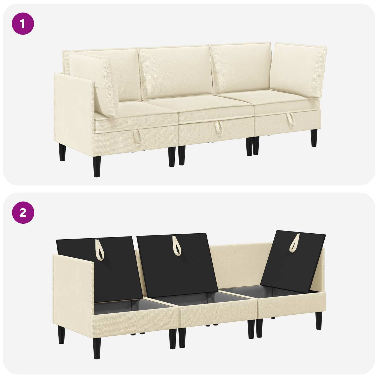 Woonkamer Meubelset 3 pcs Crèmekleurig Stof