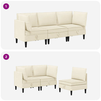 Woonkamer Meubelset 3 pcs Crèmekleurig Stof