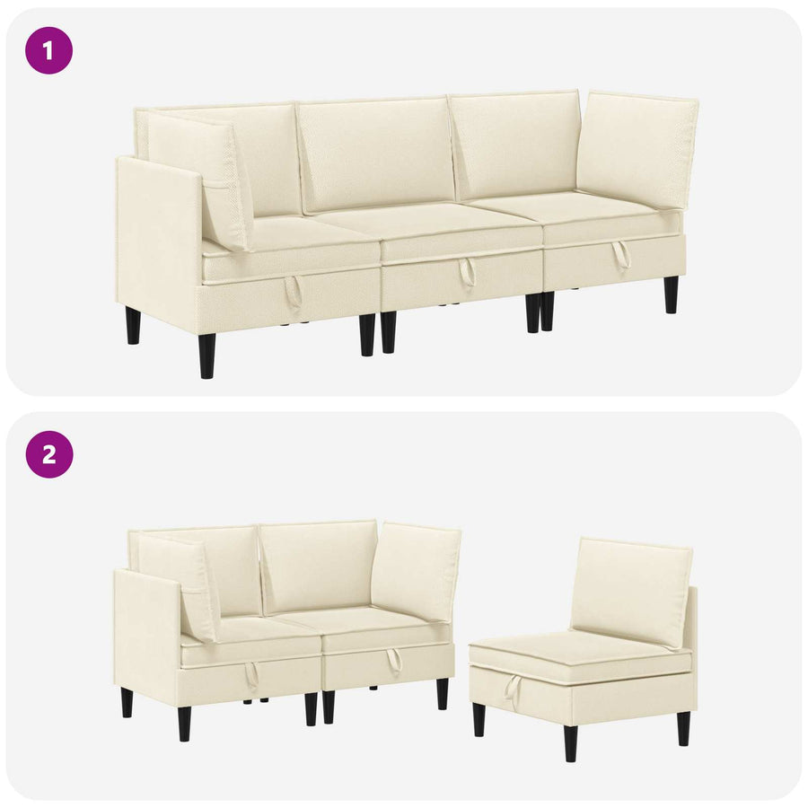 Woonkamer Meubelset 3 pcs Crèmekleurig Stof