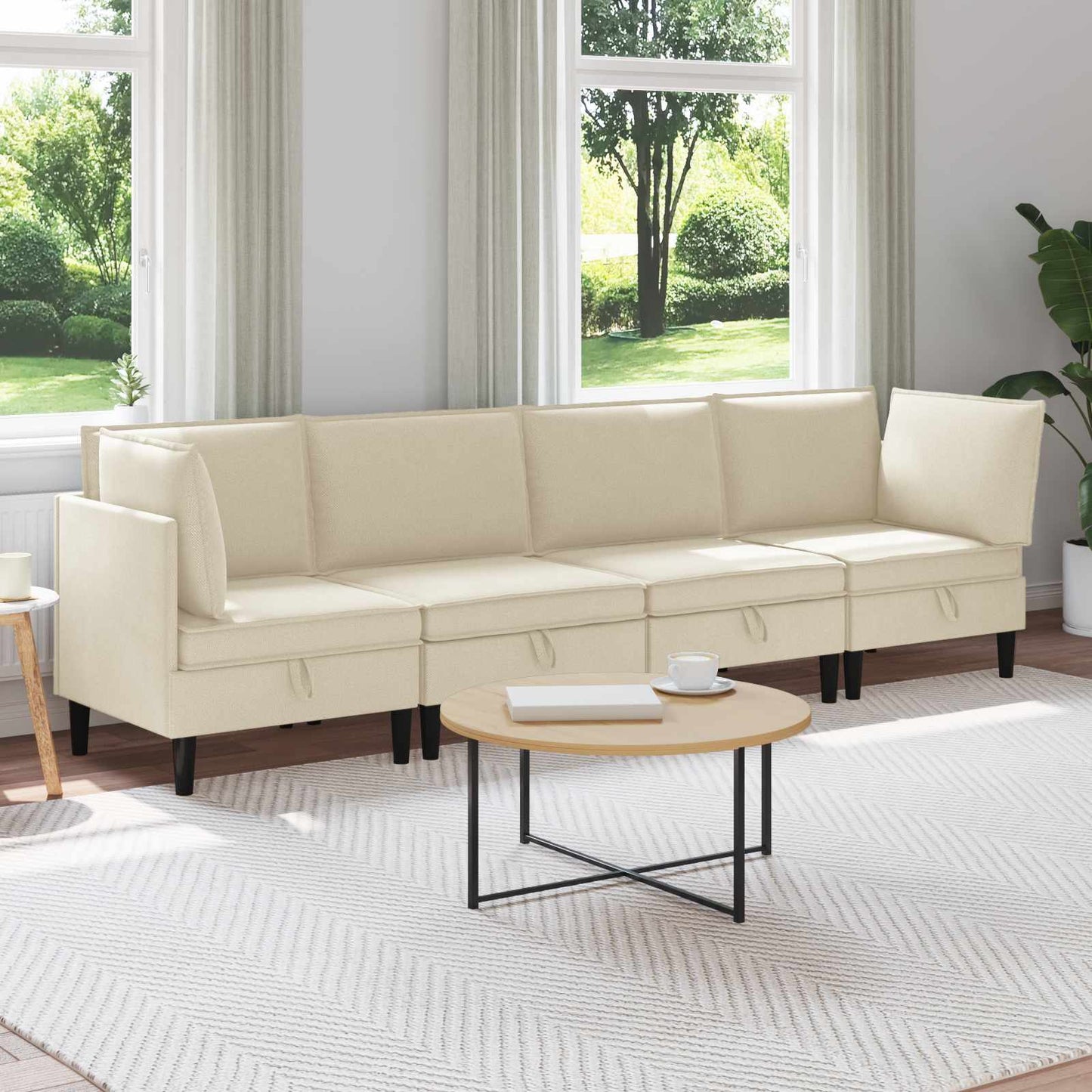 Woonkamer Meubelset 4 pcs Crèmekleurig Stof