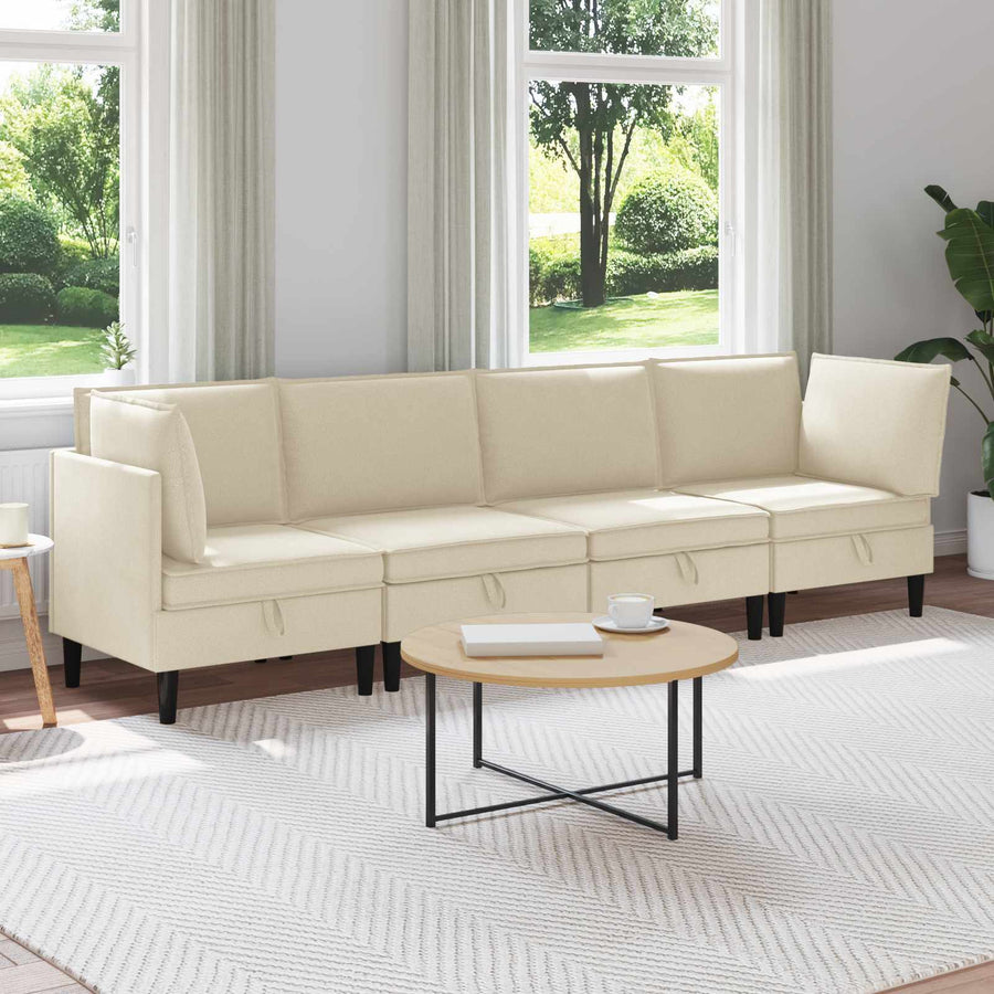 Woonkamer Meubelset 4 pcs Crèmekleurig Stof