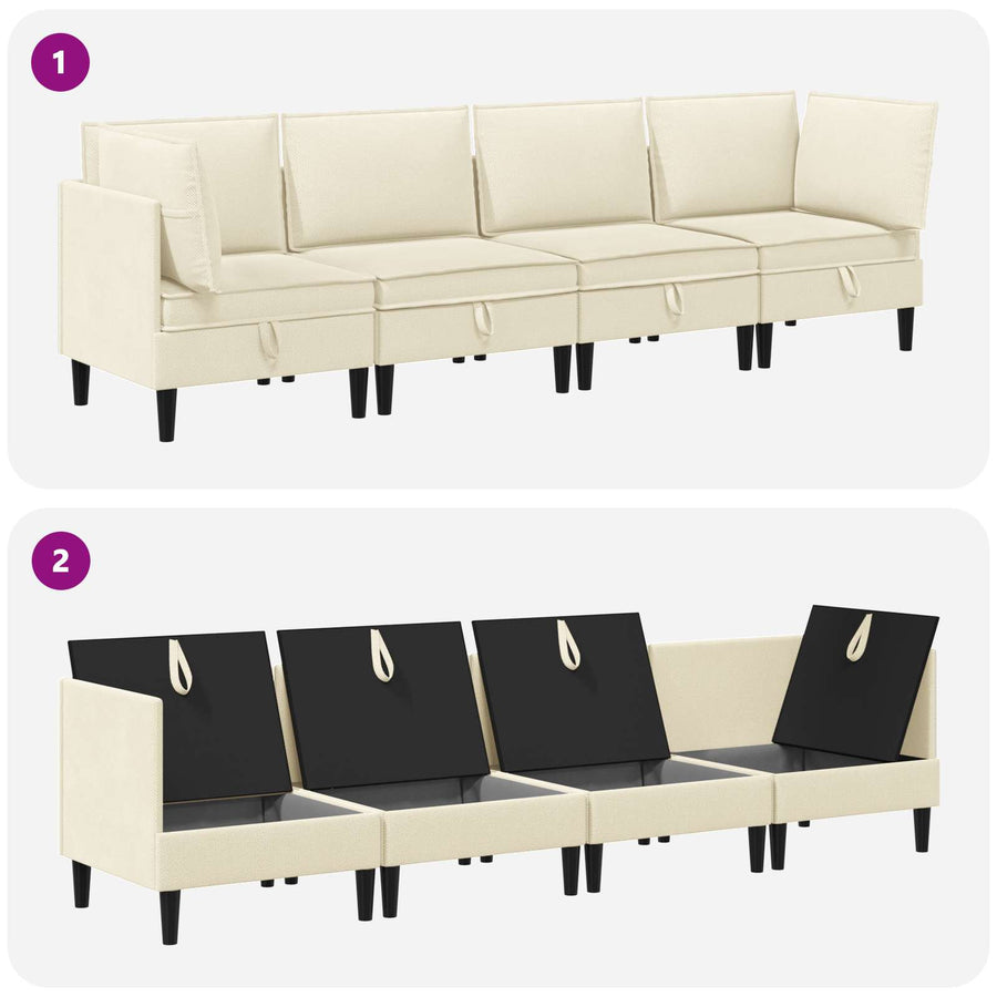 Woonkamer Meubelset 4 pcs Crèmekleurig Stof